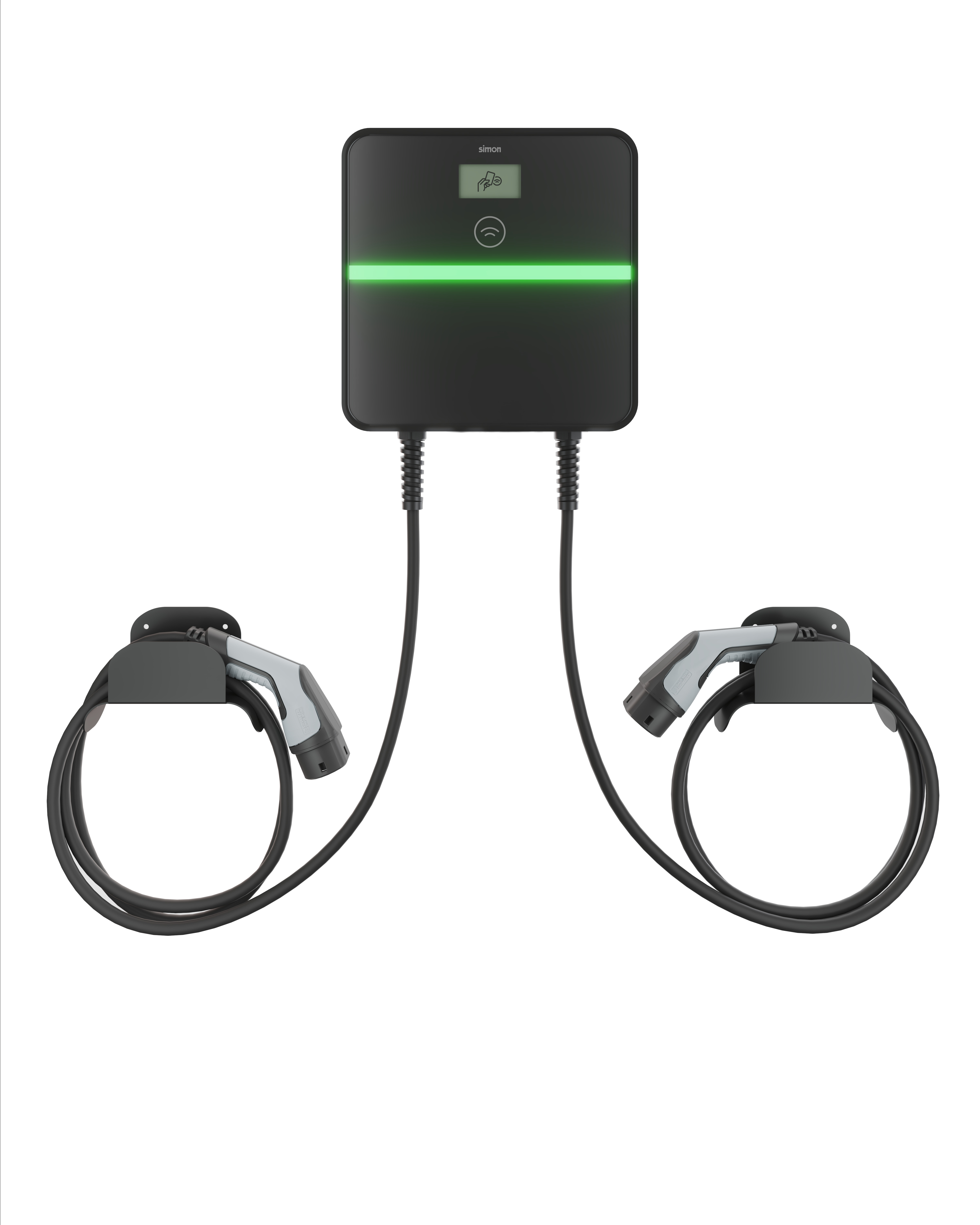 Simon XENON Wall Charging Point with 2 6m T2 Cables Single-phase 7.4 kW - Max. 14.8 kW + Automatic and Differential