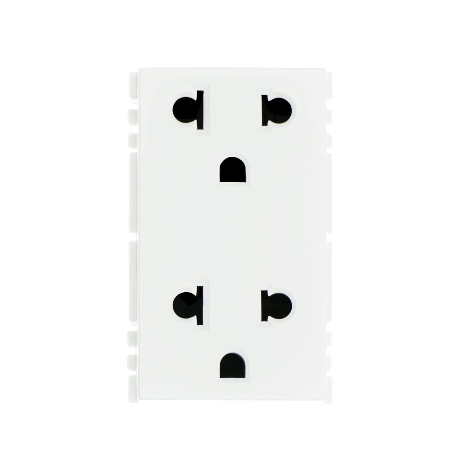 Toma de corriente euroamericana duplex 2P+T 15A 127-120V~ blanco Simon 25 plus