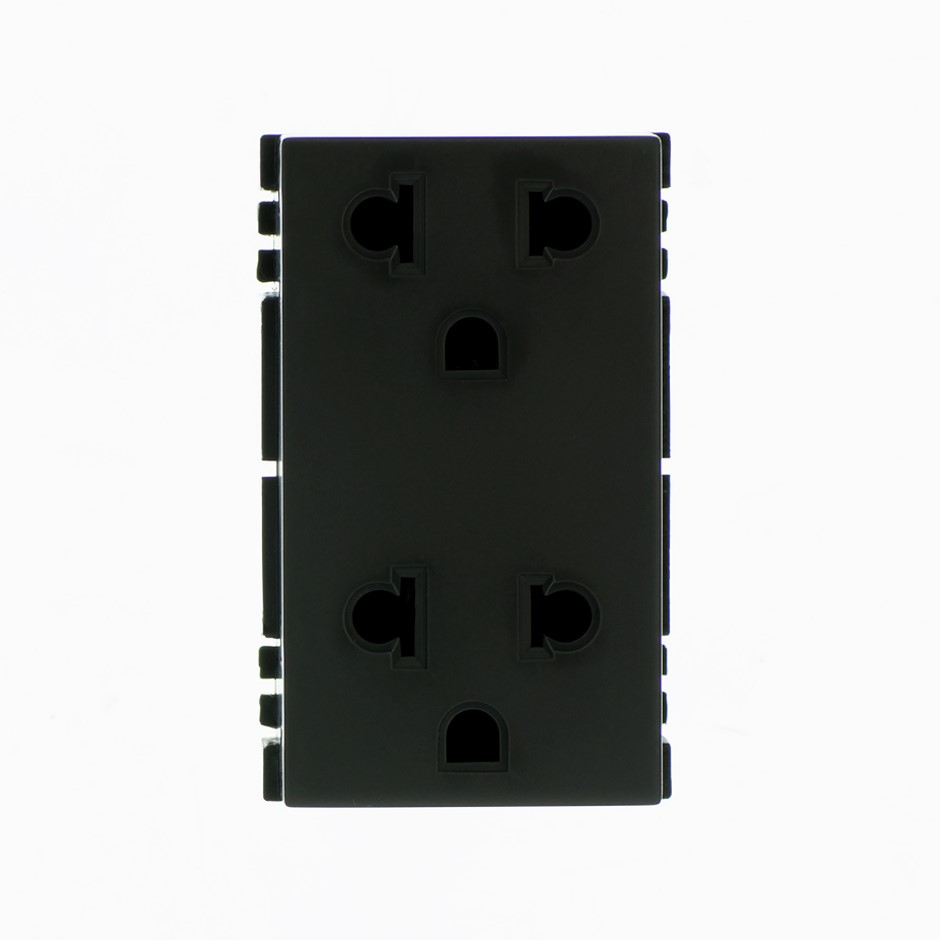 Toma de corriente euroamericana duplex 2P+T 15A 127-120V~ grafito Simon 25 plus