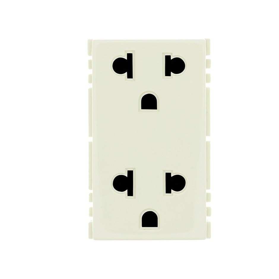 Toma de corriente euroamericana duplex 2P+T 15A 127-120V~ marfil Simon 25 plus