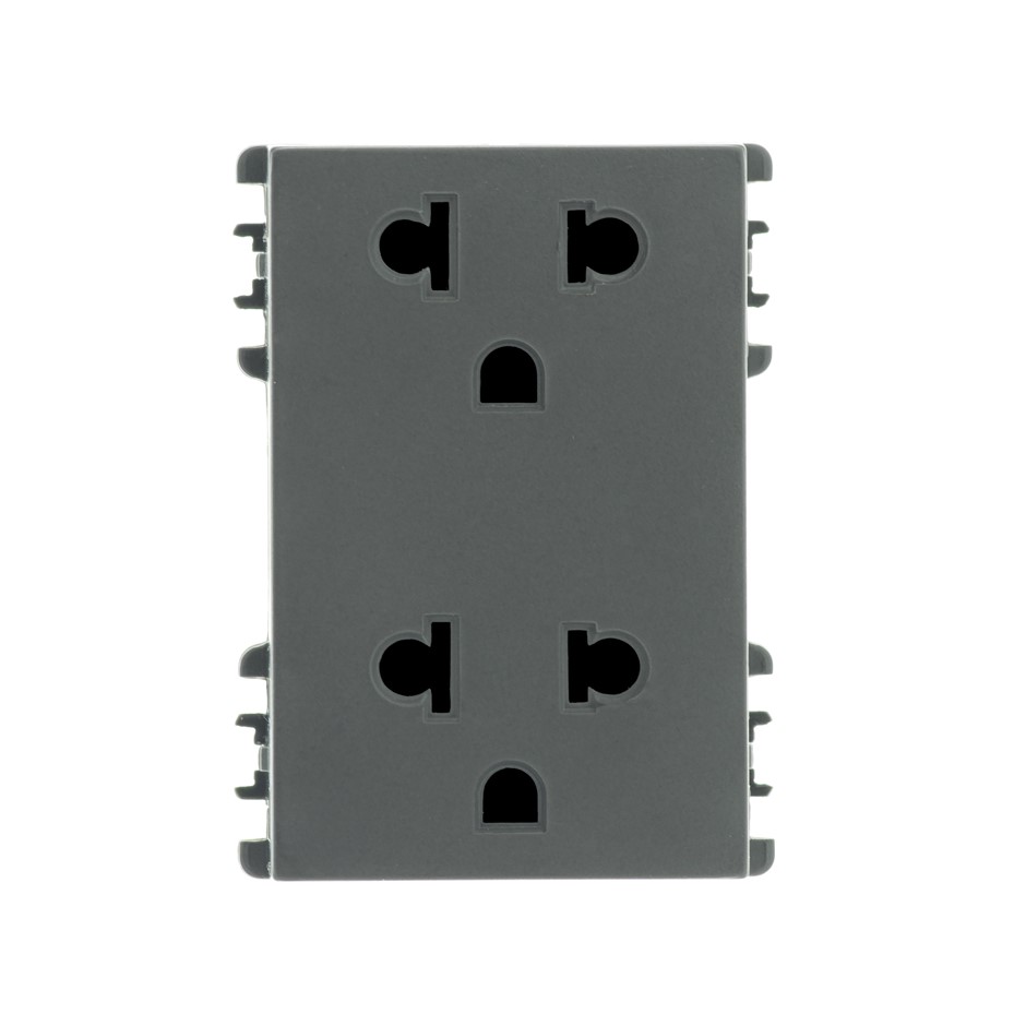 TOMA EUROAMERICANA DUPLEX  2P+T 16A 127V~ GRAFITO Simon 26