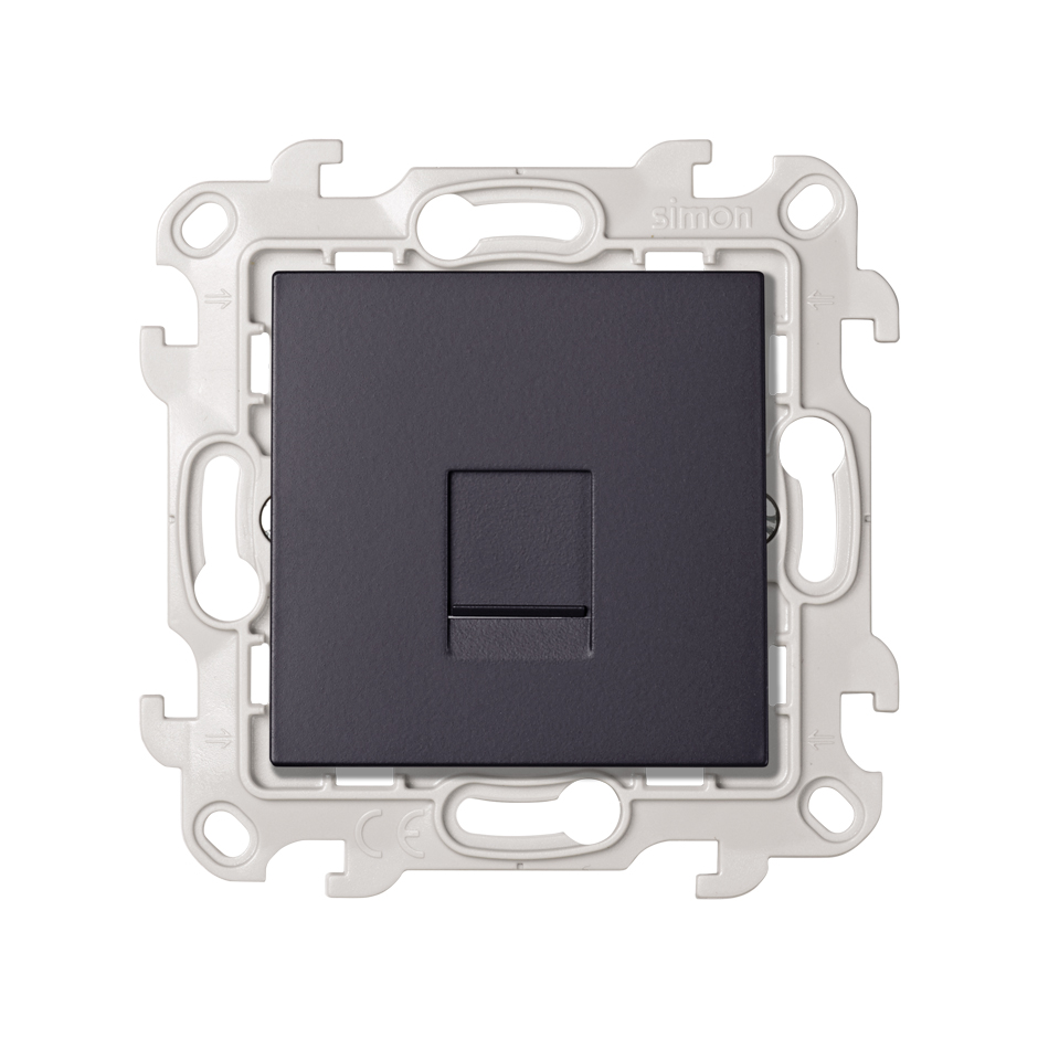 RJ11 telephone socket with screw connection graphite Simon 24 Harmonie