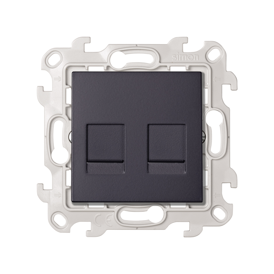 2 prises RJ45 catégorie 6 UTP avec connexion par vis graphite Simon 24 Harmonie