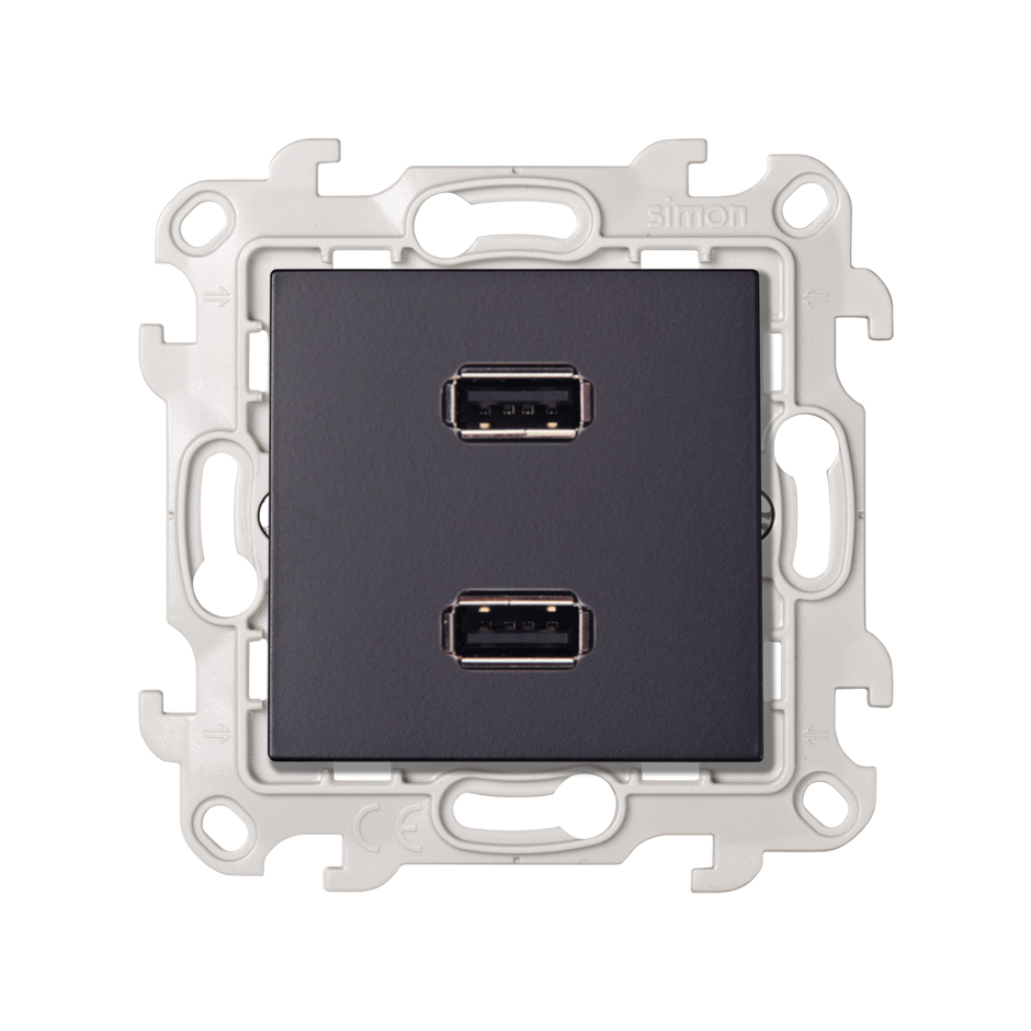 Double USB connectors with screw connection graphite Simon 24 Harmonie