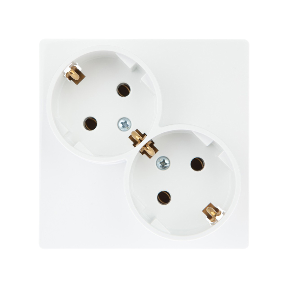 Розетка двойная с заземлением Schuko 2х2Р+Е 16A 250В~ белого цвета Simon 24 Harmonie