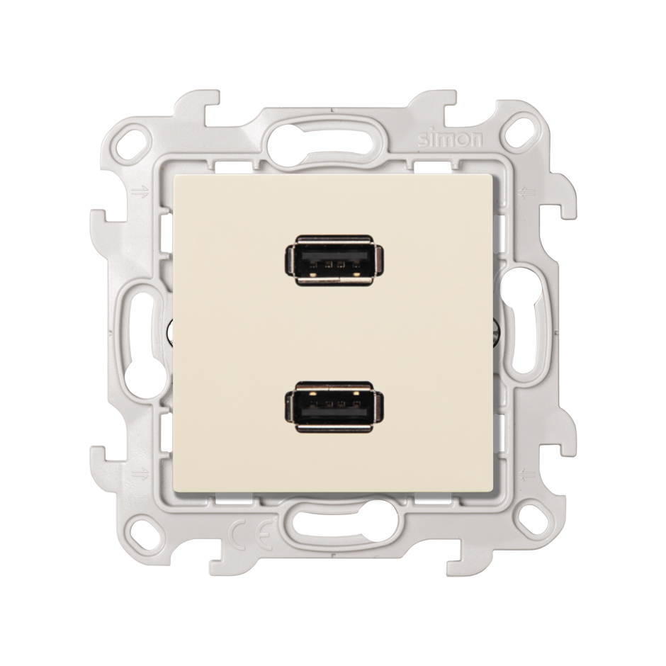 Double USB connectors with screw connection ivory Simon 24 Harmonie