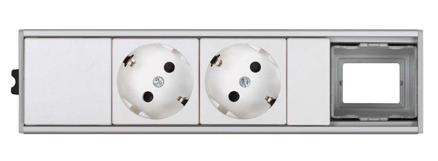 Ofiblock Compact mounted and wired with 2 sockets and rear diecut in the last position