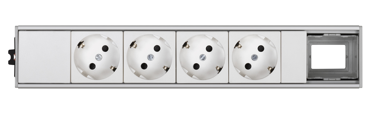 Ofiblock Compact mounted and wired with 4 sockets and 1 rear diecut in the last position