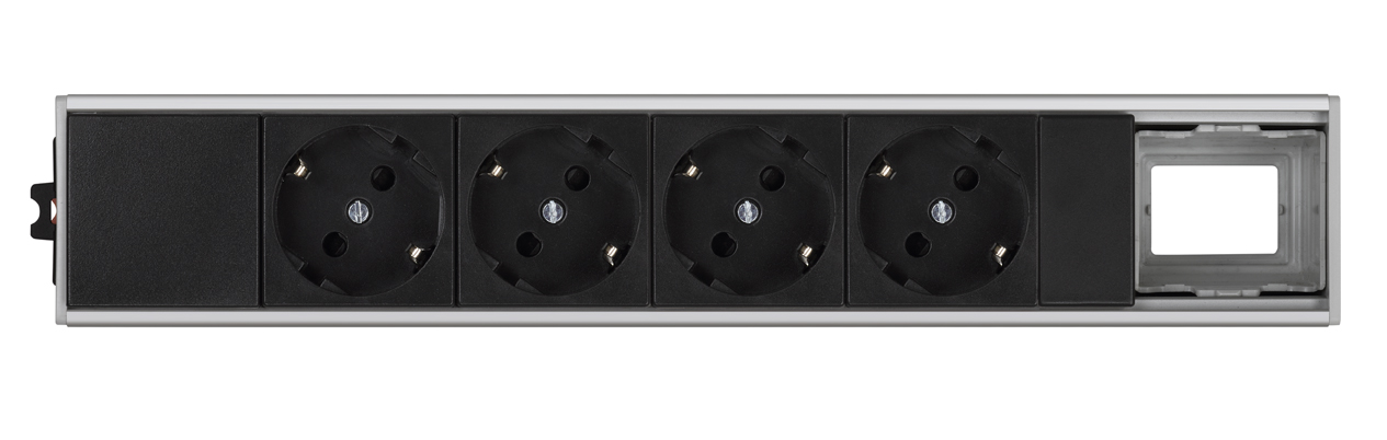 Ofiblock Compact mounted and wired with 4 sockets and 1 rear diecut in the last position