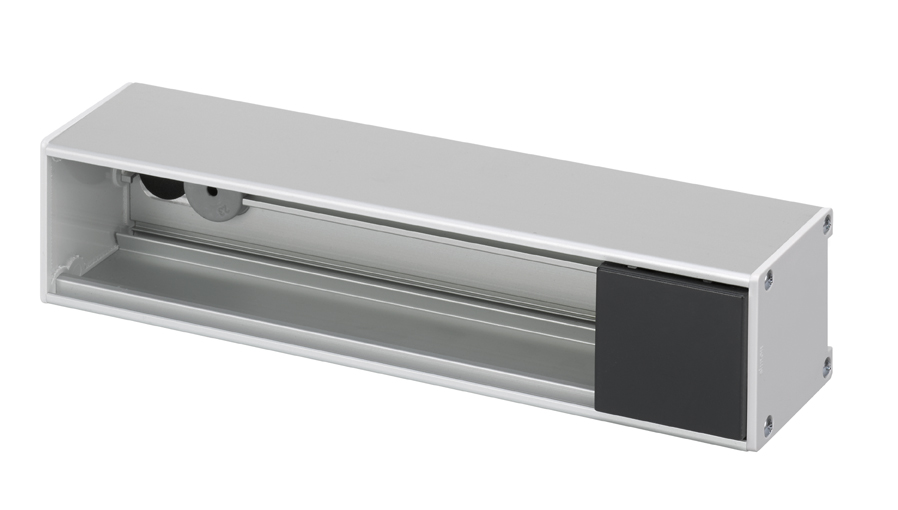 Perfil de aluminio Ofiblock Line de 4 elemento con 4 accesos para cableado trasero negro Simon K45