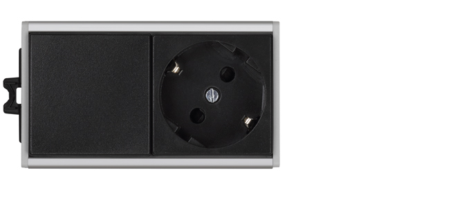 Kit Ofiblock Compact with 1 schuko socket mounted and wired