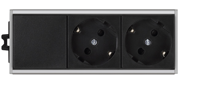 Kit Ofiblock Compact with 2 schuko sockets mounted and wired