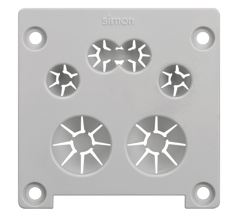 Couvercle latéral avec accès direct pour câble combiné RJ45 et pour 4 câbles individuels pour profils en aluminium Ofiblock Compact gris clair Simon K45