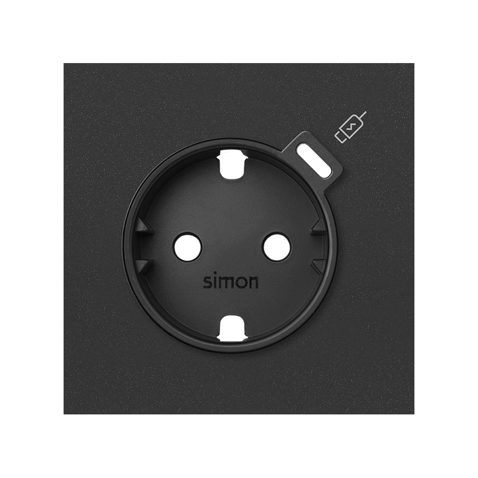 Cover schuko socket with C USB charger matt black Simon 100