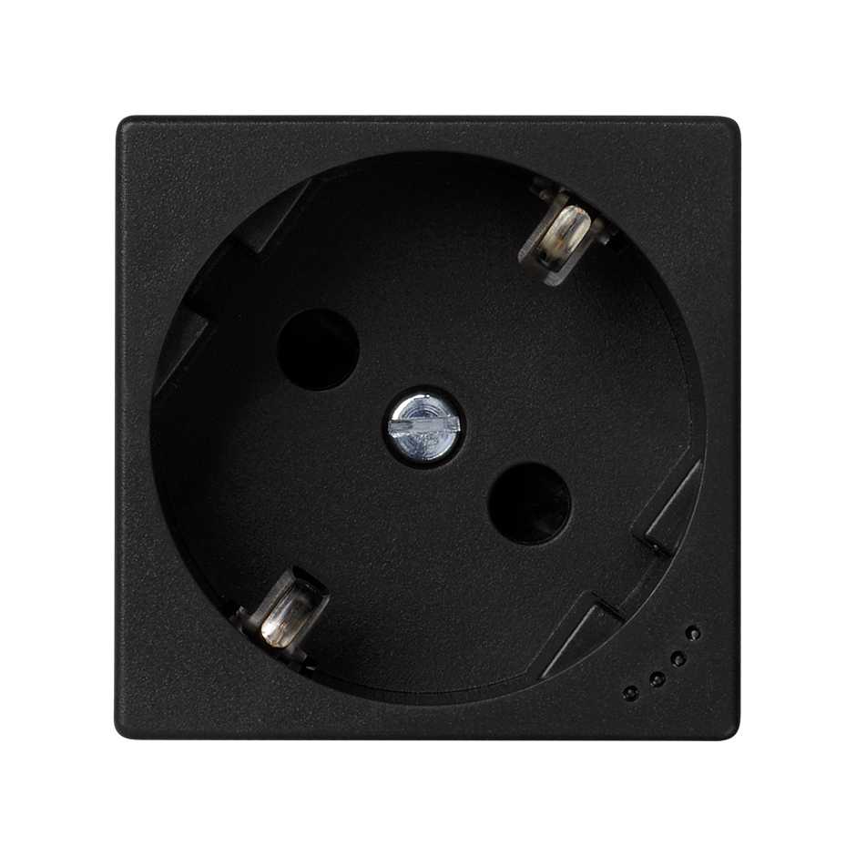 Base de enchufe schuko 16 A 250V~ con dispositivo de seguridad, indicador luminoso y emb. a tornillo negro Simon K45