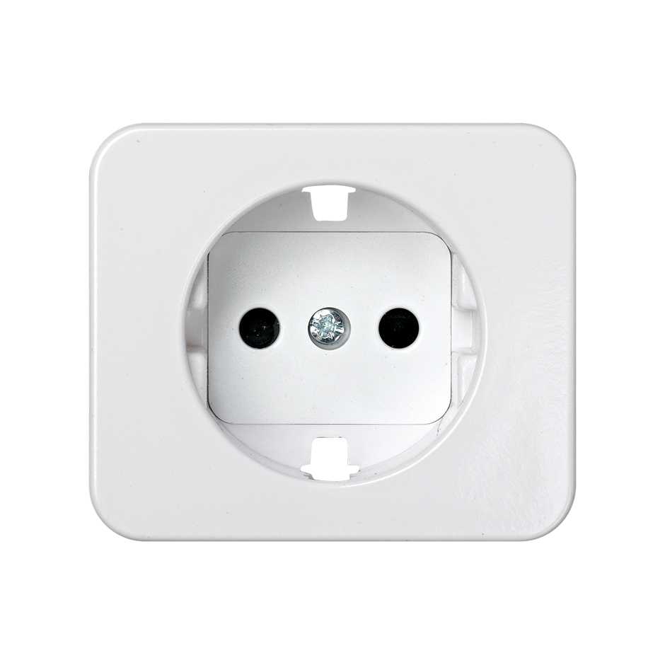 Cover with safety device for German socket outlet white Simon 75