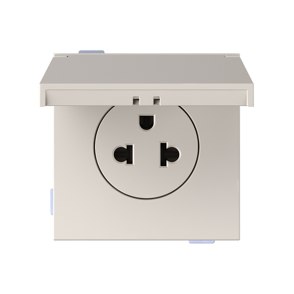 Prise euro-américaine modulaire 16A 127/250 V~ à connexion à vis IP44 sable mat Simon 360