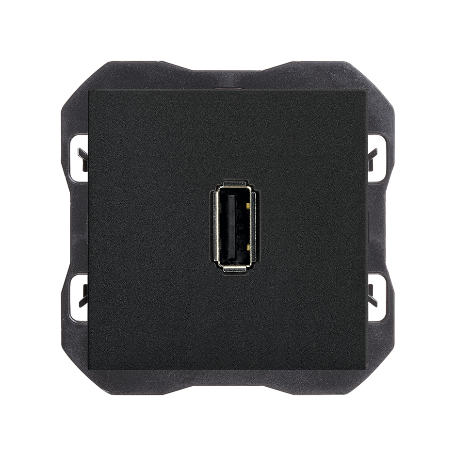 Conector USB 2.0 tipo A negro mate Simon 270