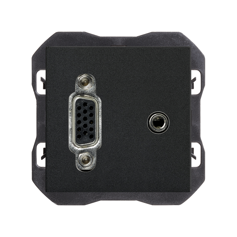 Conector VGA HD15 + minijack negro mate Simon 270