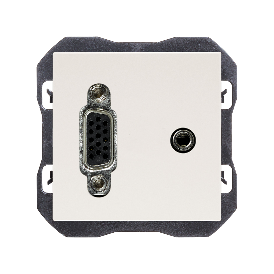 VGA HD15 connector + minijack matt white Simon 270