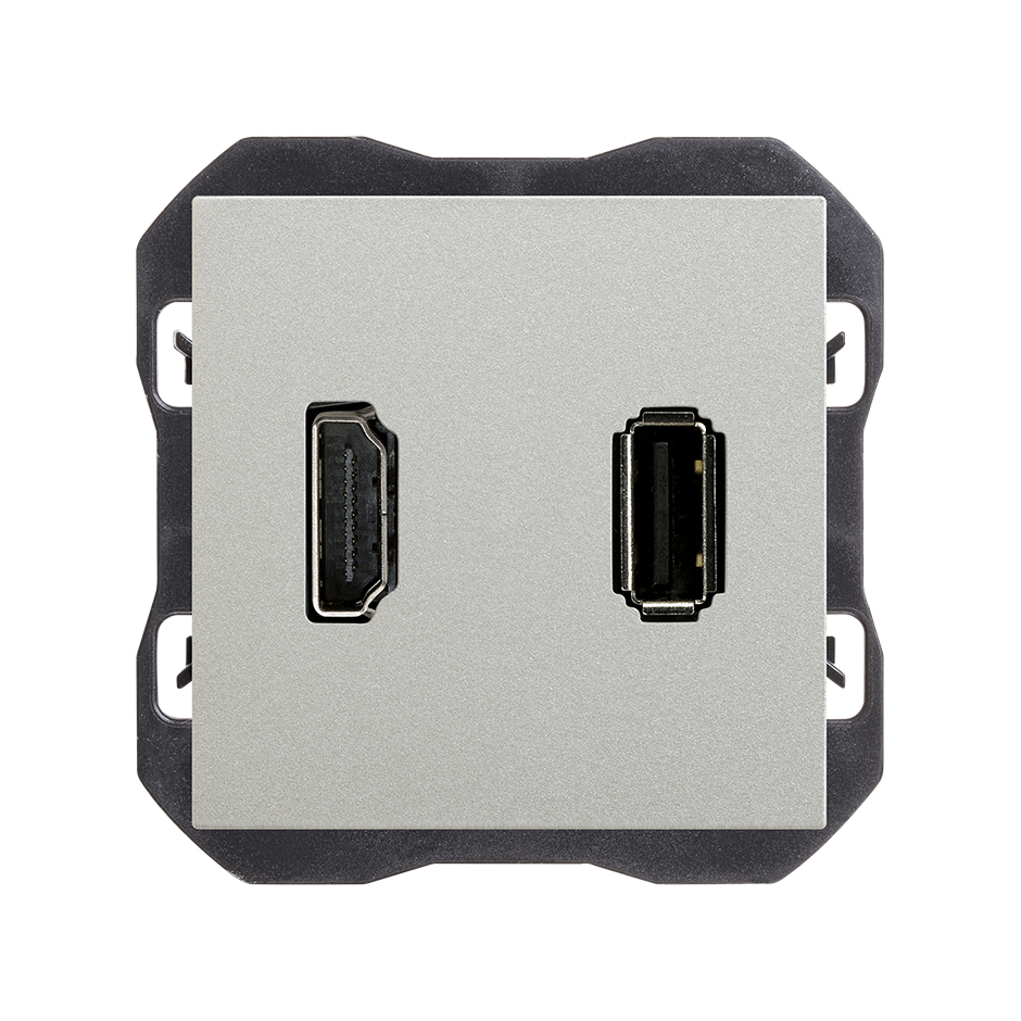 Conector HDMI 2.0 4K + conector USB 2.0 tipo A aluminio Simon 270