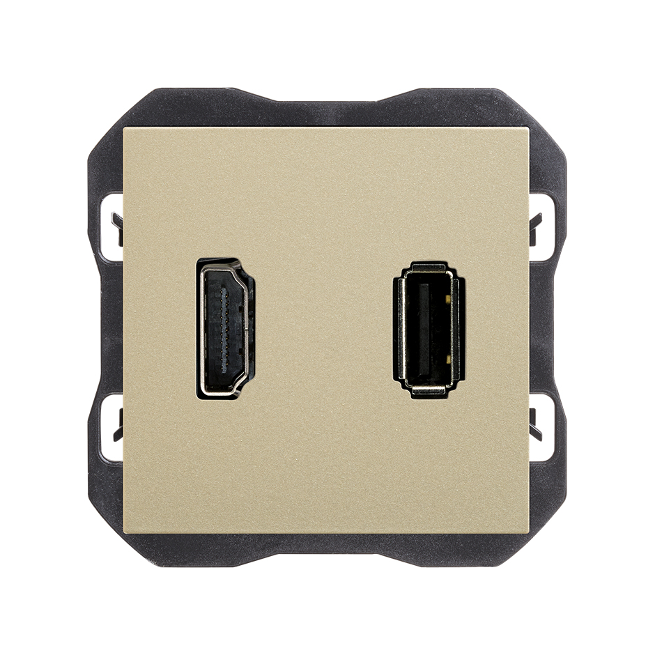 Conector HDMI 2.0 4K + conector USB 2.0 tipo A cava Simon 270