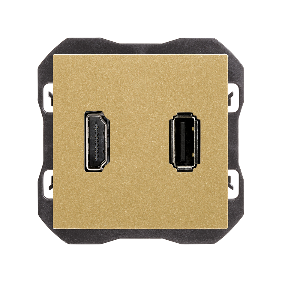 Conector HDMI 2.0 4K + conector USB 2.0 tipo A oro Simon 270