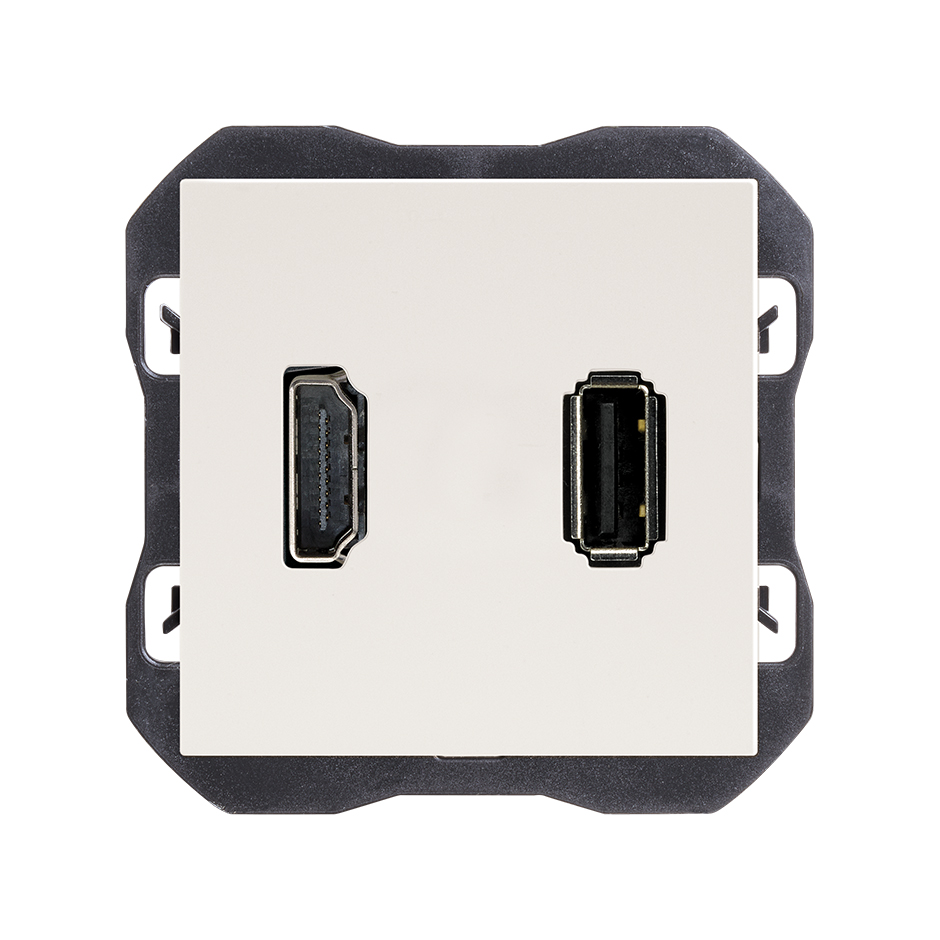 Conector HDMI 2.0 4K + conector USB 2.0 tipo A blanco mate Simon 270