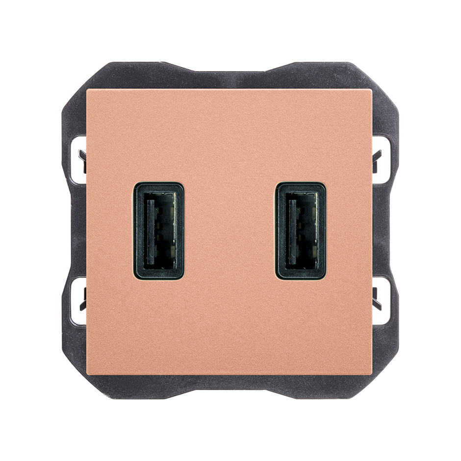 Cargador USB doble 2,1A tipo A cobre Simon 270