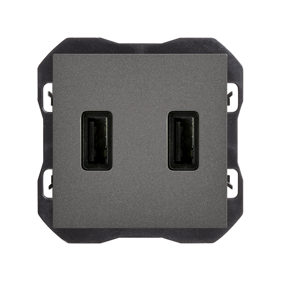 Cargador USB doble 2,1A tipo A titanio Simon 270