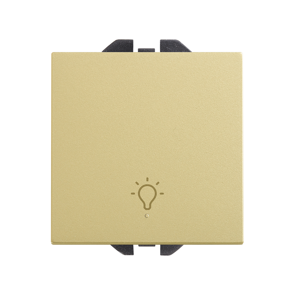 Bouton-poussoir 10 A 230 V~ avec symbole ampoule gravé et système de bornage rapide bronze Simon 270