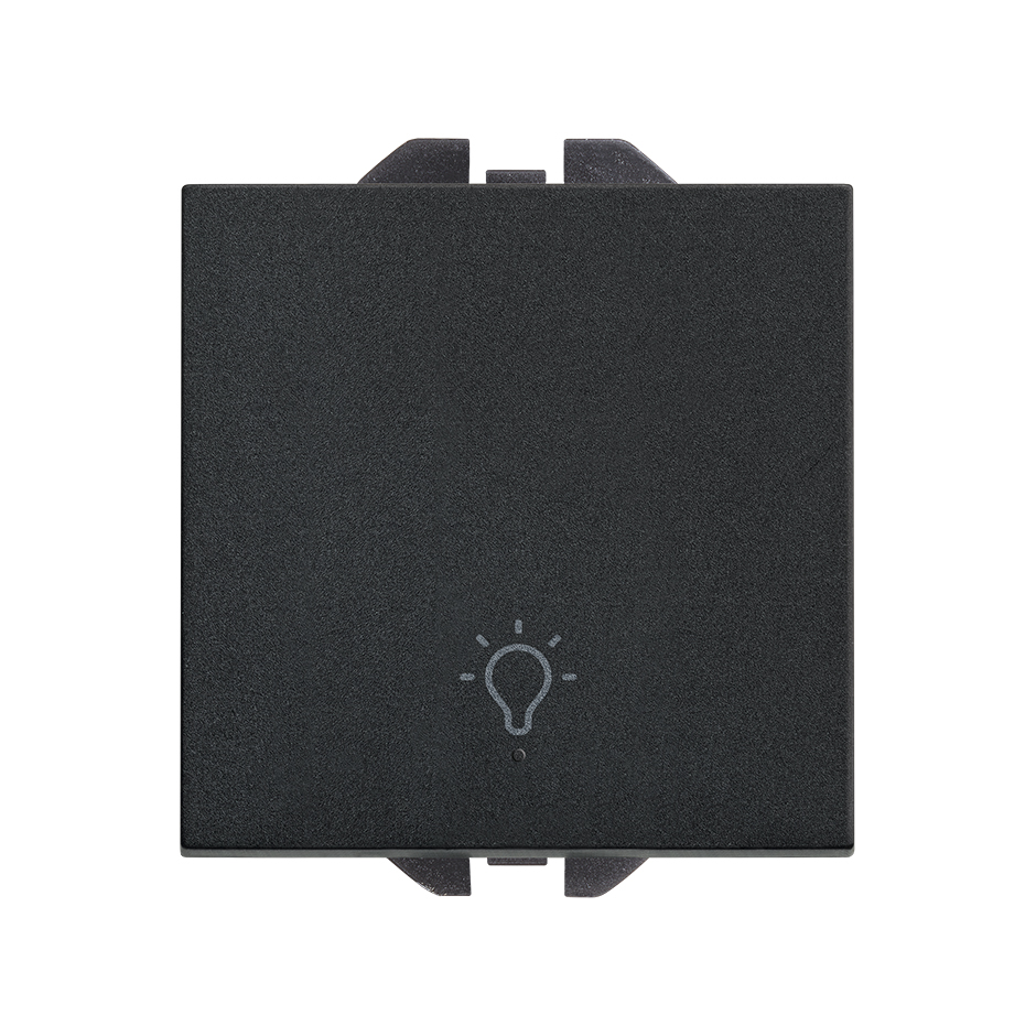 Bouton-poussoir avec ampoule gravée 10 AX 230 V~ et système de bornage rapide noir mat Simon 270
