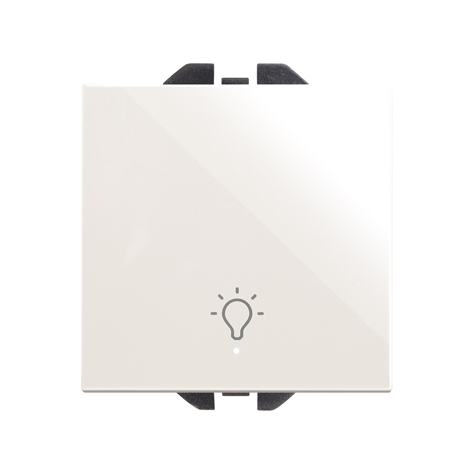 Botão de pressão neutro com gravação luz 10A 230 V~ e sistema de ligação rápida branco Simon 270