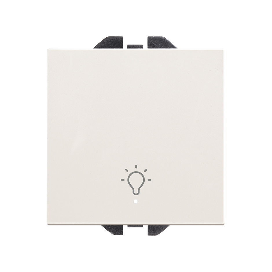 Neutral push-button switch with bell symbol 10A 230V~ with built-in light and fast terminal connection system matt white Simon 270