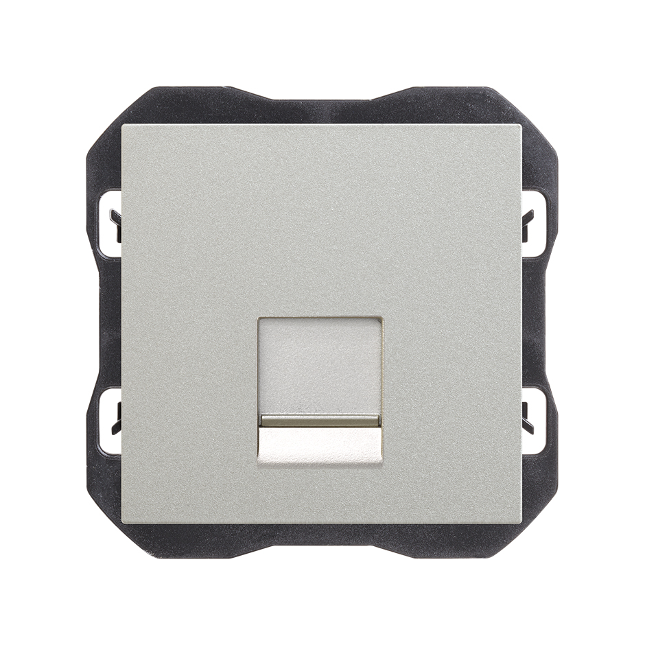 Tapa de voz y datos plana con guardapolvo con 1 conector RJ45 aluminio Simon 270