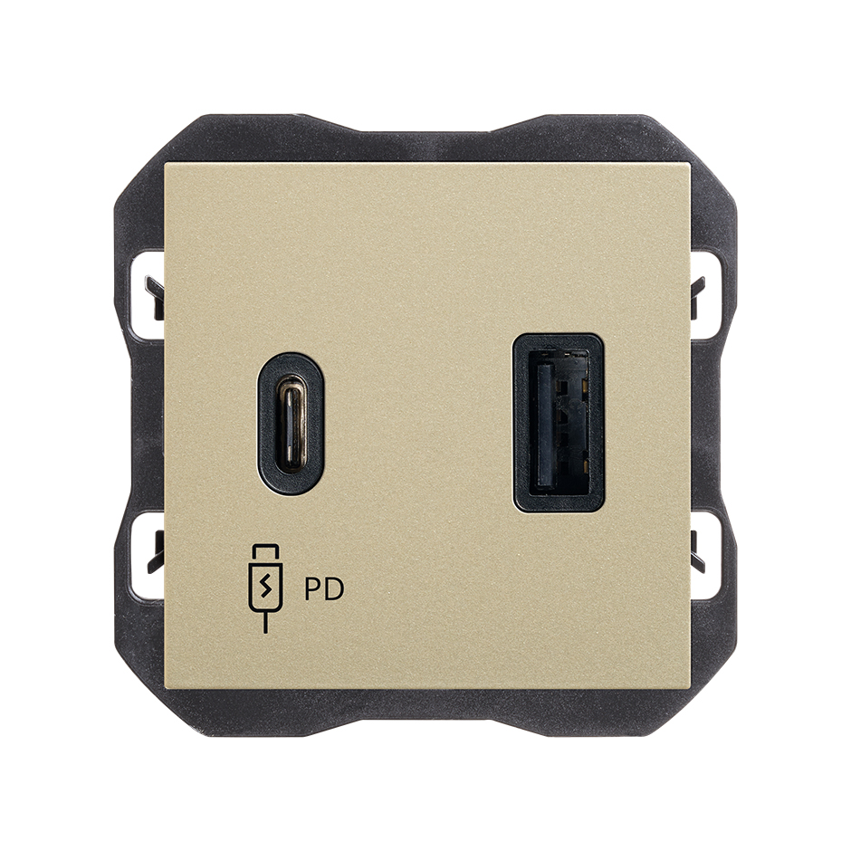 Dual USB Charger A+C 30W Power Delivery champagne Simon 270