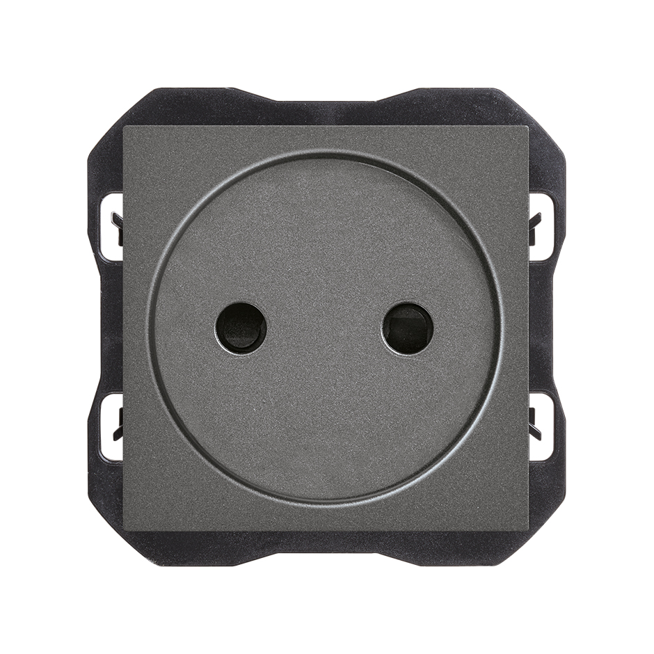 Two-pole socket outlet 16A 250 V~ with screw terminal connection system titanium Simon 270