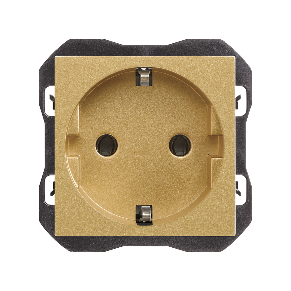 Base de enchufe schuko 16A 250 V~ con sistema de embornamiento a tornillo oro Simon 270