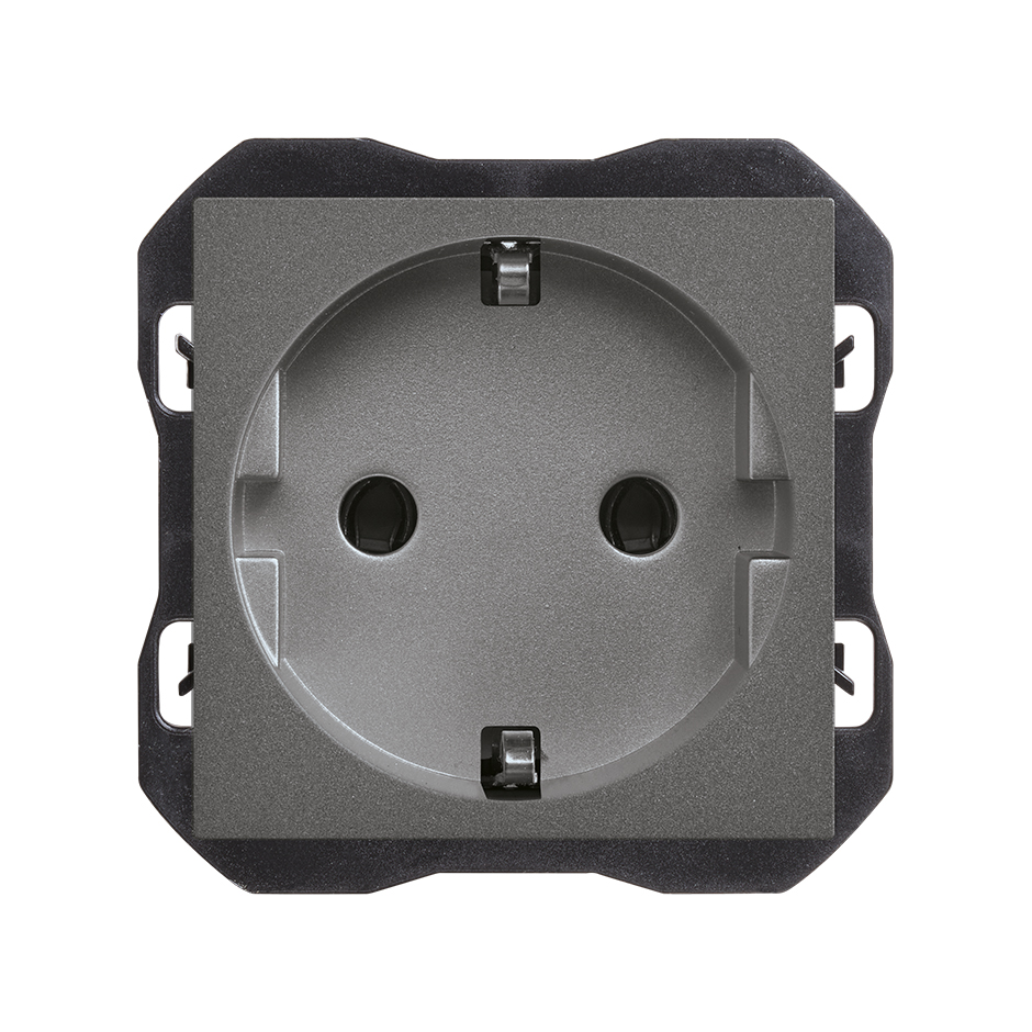 Schuko socket outlet 16A 250 V~ with screw terminal system titanium Simon 270