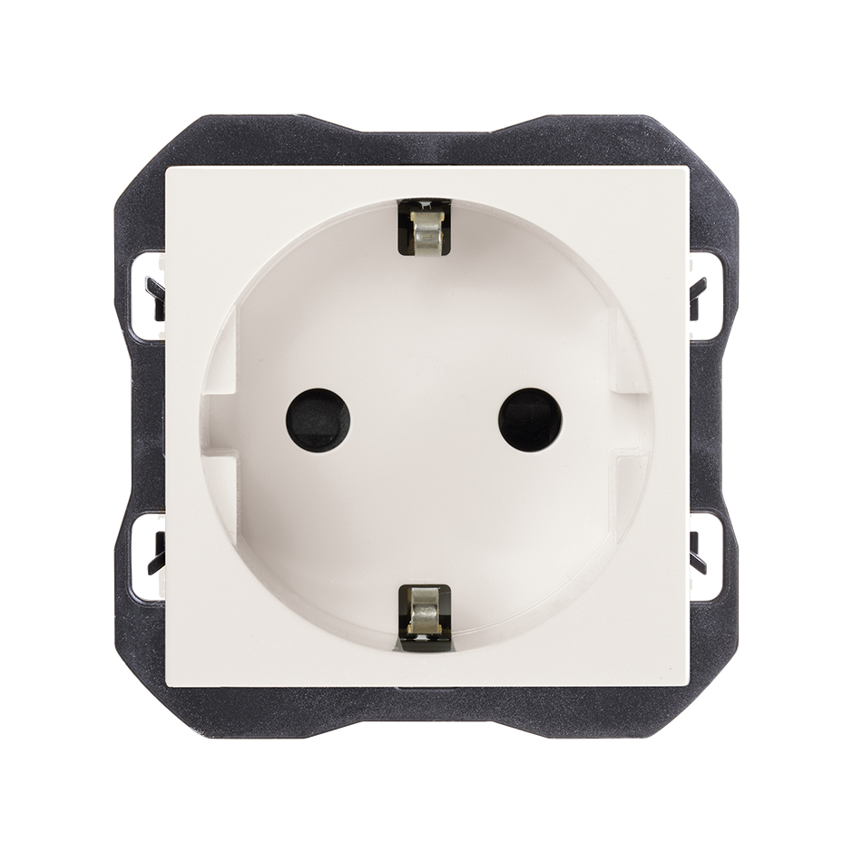 Base de enchufe schuko 16A 250 V~ con sistema de embornamiento a tornillo blanco mate Simon 270