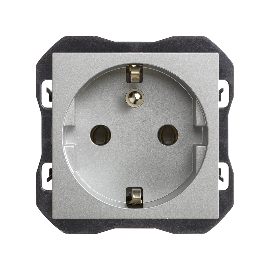 Prise 2P+T 16 A 250 V~ avec système de bornage à vissier aluminium Simon 270