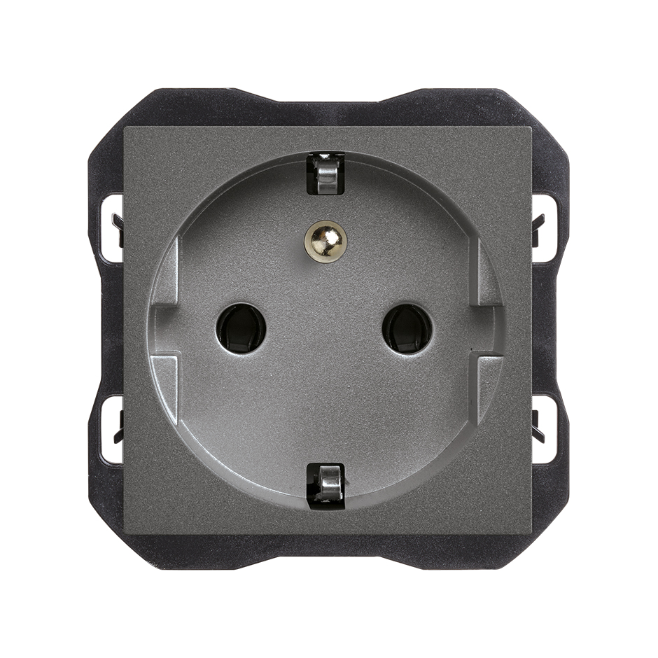 2P+T socket outlet 16A 250V~ screw connection titanium Simon 270