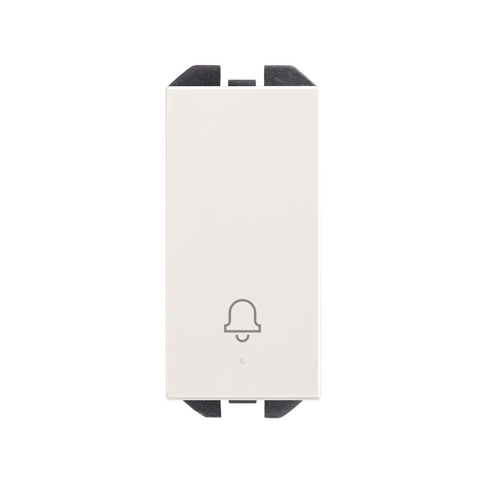 Push-button switch with bell symbol 10AX 230V~ slender rocker and fast terminal connection system matt white Simon 270