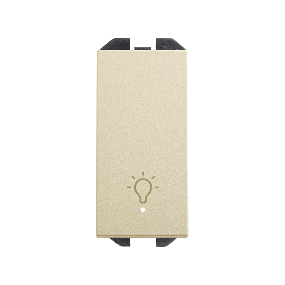 Neutral push-button switch 10AX 230V~ with slender rocker, built-in light and fast terminal connection system champagne Simon 270