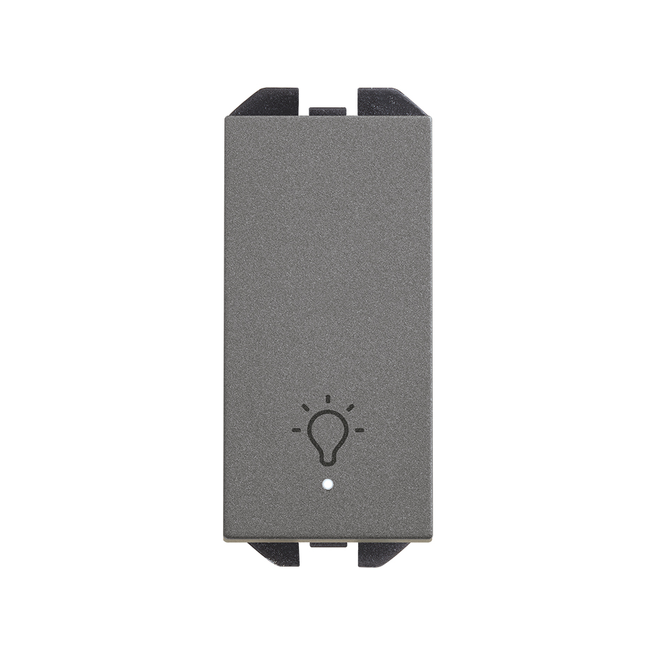 Neutral push-button switch 10AX 230V~ with slender rocker, built-in light and fast terminal connection system titanium Simon 270