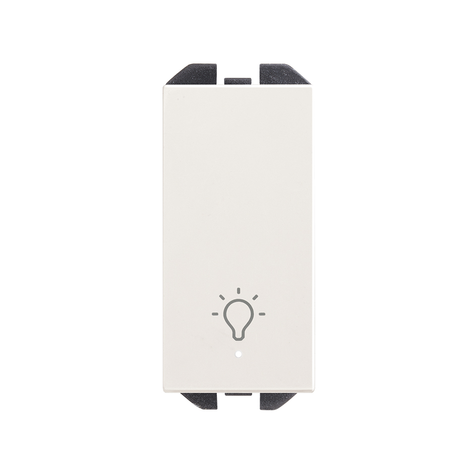 Neutral push-button switch 10AX 230V~ with slender rocker, built-in light and fast terminal connection system matt white Simon 270