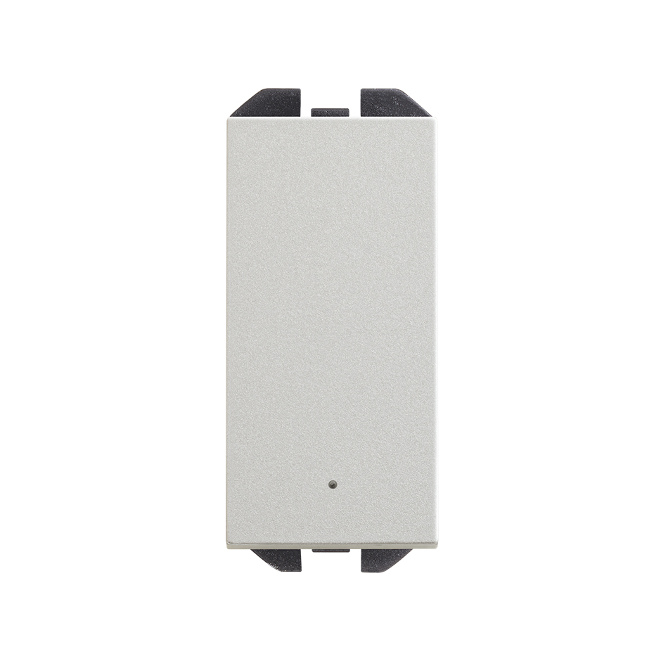 Interrupteur va-et-vient 10 AX 230 V~ avec touche étroite, témoin intégré et système de bornage rapide aluminium Simon 270