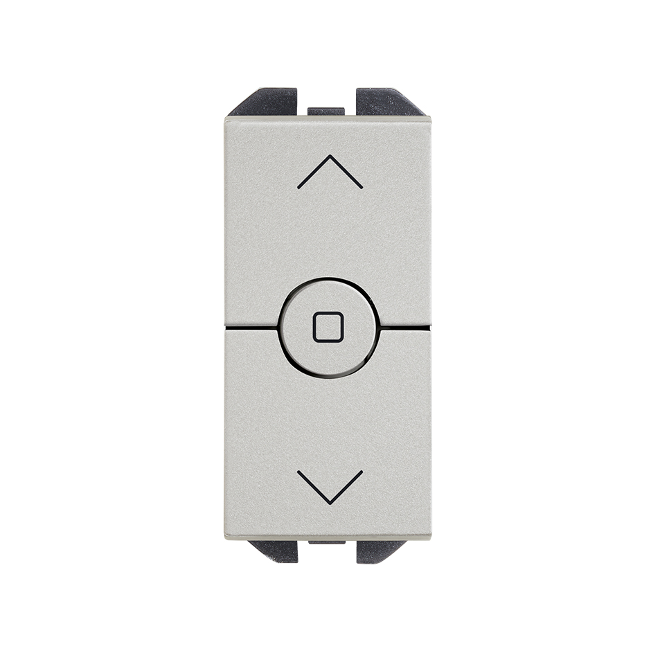 Blinds switch 230V~ with narrow rocker and 3 positions: up, down and stop aluminium Simon 270