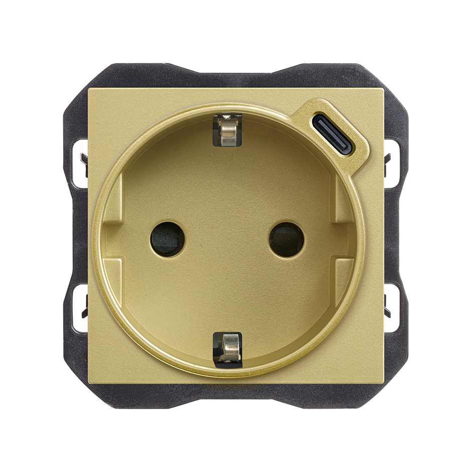 Schuko socket 16 A 250V~ with C USB charger 10,5W bronze Simon 270 | SIMON