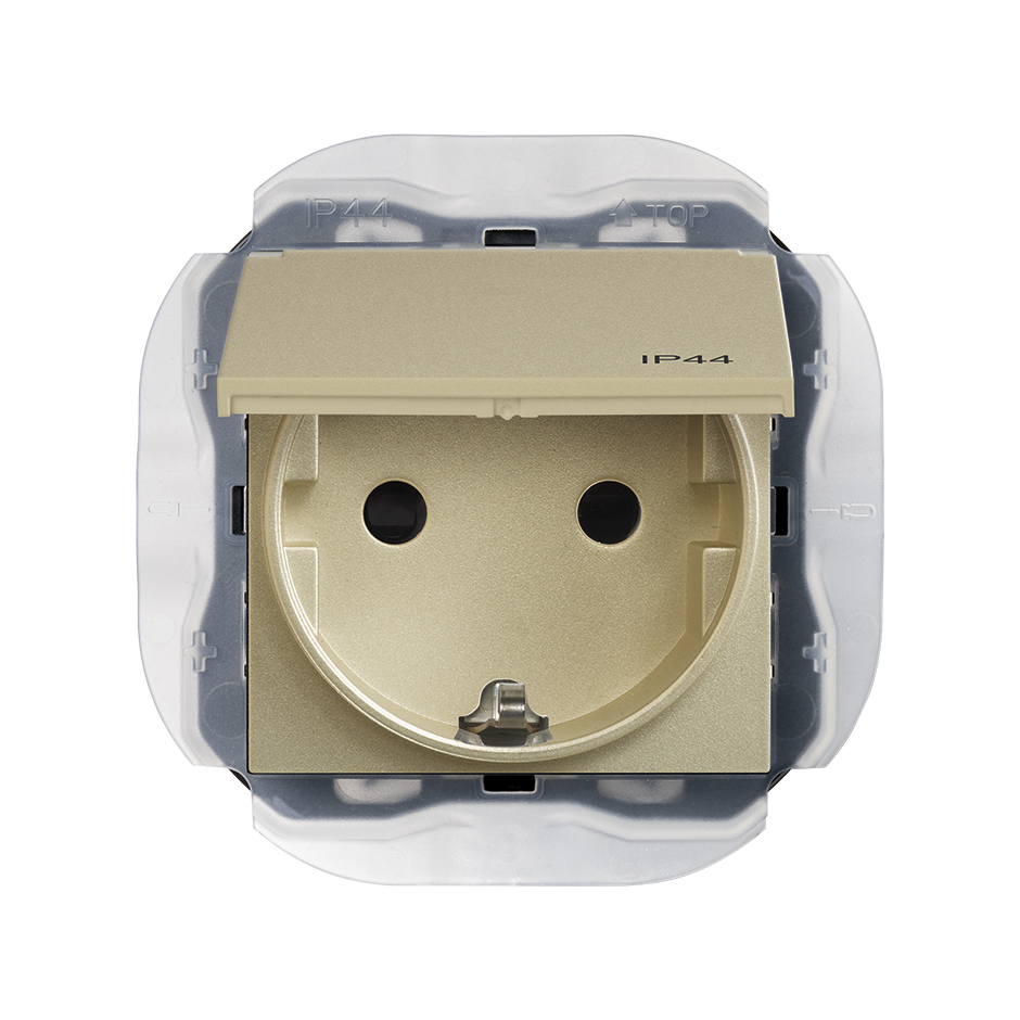 Base de enchufe Schuko 16A 250V~ embornornamiento a tornillo IP44 cava Simon 270